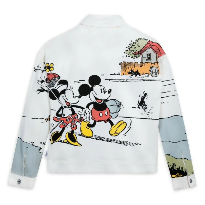 Mickey And Minnie Mouse White Denim Jacket For Adults 2 Mickey And Minnie Mouse White Denim Jacket For Adults - Image 2