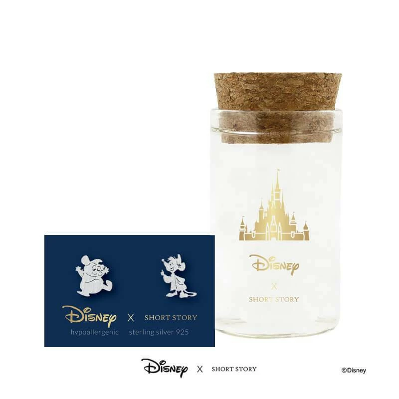 Disney Earrings Cinderella Jaq And Gus, Silver 1 Disney Earrings Cinderella Jaq And Gus, Silver