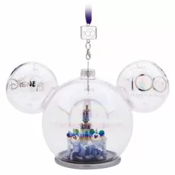 Mickey And Minnie Mouse Glass Sketchbook Ornament, Disneyland - Disney100